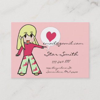 Cute Chibi Heart - Yellow Hair - Business Card