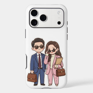 Cute Chibi K-Drama Lawyer Couple Samsung & IPhone 17 Pro Max Case