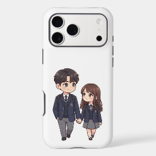 Cute Chibi K-Drama School Student Couple Phone Cas iPhone 17 Pro Max Case