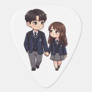 Cute Chibi K-Drama School Student Guitar Pick