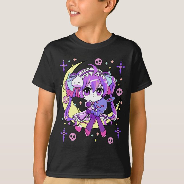 Cute Chibi Kawaii Anime Girls Pastel Goth for  T-Shirt (Front)
