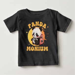 Cute Chibi Kawaii Panda Name School Year on Back Baby T-Shirt