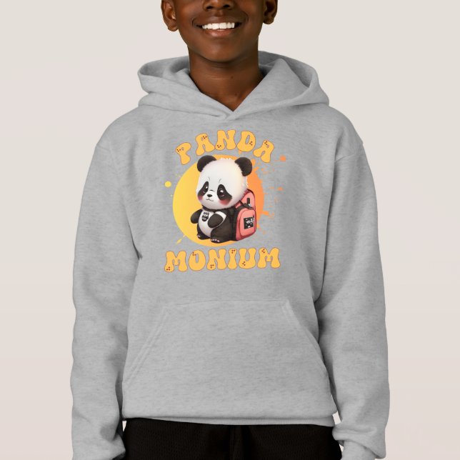 Cute Chibi Kawaii Panda Name School Year on Back Hoodie (Front)