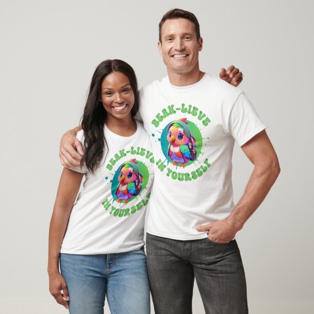 Cute Chibi Kawaii Parrot Name School Year on Back T-Shirt (Unisex)