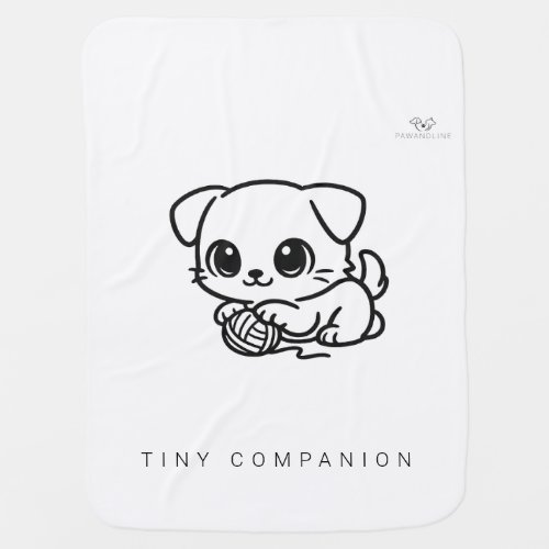 Cute Chibi Kitten Minimalist Custom Baby Blanket