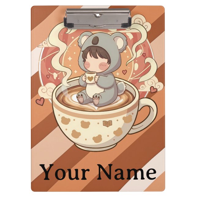 Cute Chibi Koala Adventure Professional Clipboard (Front)