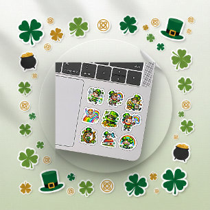 Cute Chibi Leprechaun Lucky Shamrock Set Sticker