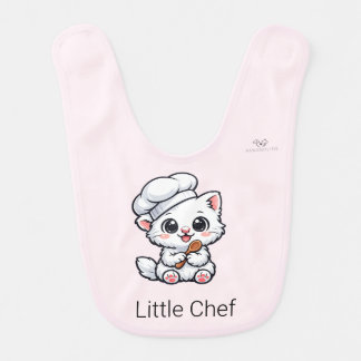 Cute Chibi Little Chef Cat Personalized Baby Bib
