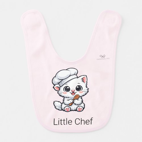 Cute Chibi Little Chef Cat Personalized Baby Bib