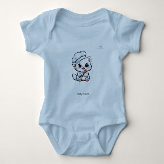 Cute Chibi Little Chef Cat Personalized Baby Bodysuit