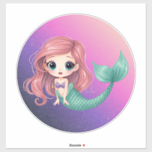 Cute Chibi Mermaid Vinyl Sticker Sheet - Pastel Oc