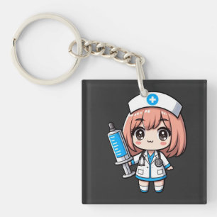 Cute Chibi Nurse - healthcare, anime, medical Keychain