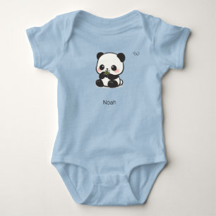 Cute Chibi Panda Bamboo Personalized Baby Bodysuit