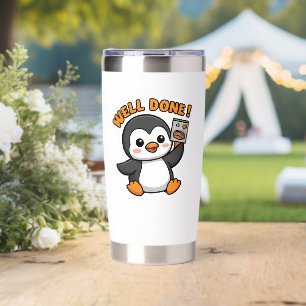 Cute Chibi Penguin 'Delicioso' Pose Sticker Insulated Tumbler
