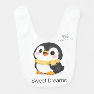 Cute Chibi Penguin with Yellow Scarf Personalized  Baby Bib