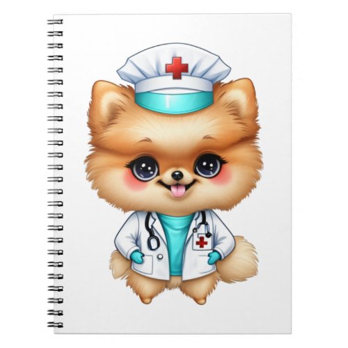Cute Chibi Pomeranian for Dog Lover Nurse Notebook