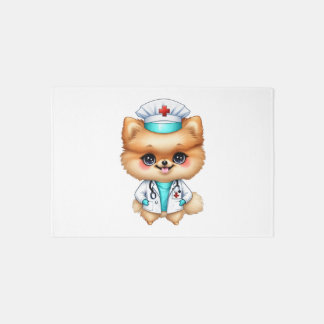 Cute Chibi Pomeranian for Dog Lover Nurse Rug
