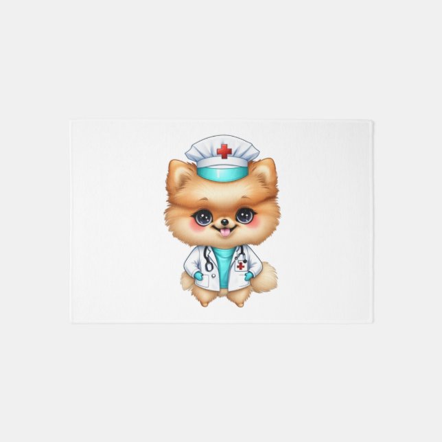 Cute Chibi Pomeranian for Dog Lover Nurse Rug (Front)