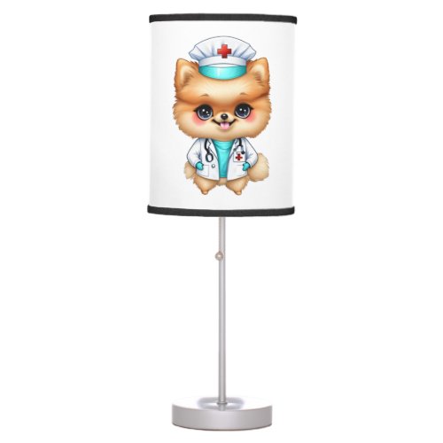 Cute Chibi Pomeranian for Dog Lover Nurse Table Lamp