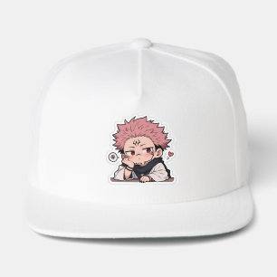 Cute Chibi Pouty King Sticker - Kawaii Pink Hair  Snap Back Hat