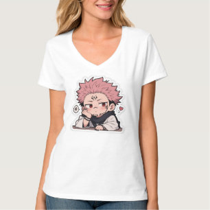 Cute Chibi Pouty King Sticker - Kawaii Pink Hair T-Shirt