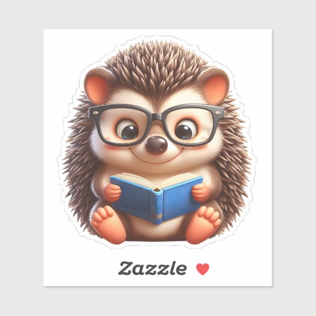 Cute Chibi Reading Hedgehog Sticker (Sheet)