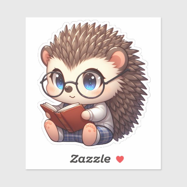 Cute Chibi Reading Hedgehog Sticker (Sheet)