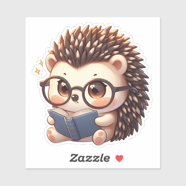 Cute Chibi Reading Hedgehog Sticker (Sheet)