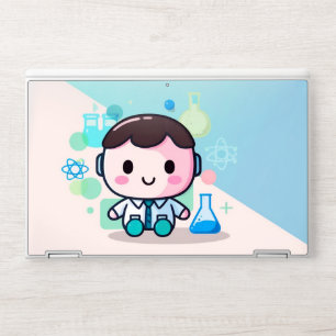 Cute Chibi Scientist Illustration, Cartoon Lab Coa HP Laptop Skin