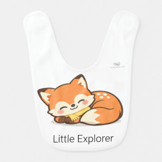 Cute Chibi Sleeping Fox Personalized Baby Bib