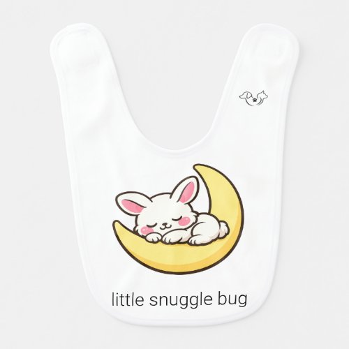 Cute Chibi Sleepy Bunny Snuggle Bug Baby Bib