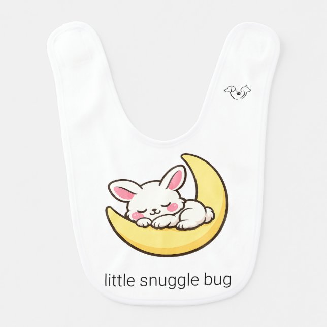 Cute Chibi Sleepy Bunny Snuggle Bug Baby  Bib (Front)
