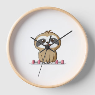 Cute Chibi Sloth Workout � Funny Kawaii Gym Animal Clock