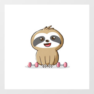 Cute Chibi Sloth Workout � Funny Kawaii Gym Animal Floor Decals