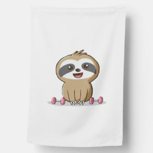 Cute Chibi Sloth Workout � Funny Kawaii Gym Animal House Flag