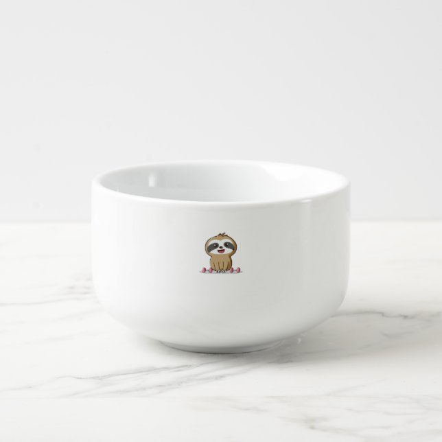 Cute Chibi Sloth Workout � Funny Kawaii Gym Animal Soup Mug (Front)