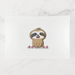 Cute Chibi Sloth Workout � Funny Kawaii Gym Animal Trinket Tray