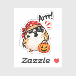 Cute Chibi Sparrow Bird Halloween Pirate Fun Sticker