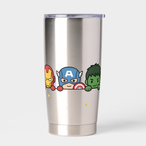 Cute Chibi Superhero Team Peeking Graphic Insulated Tumbler