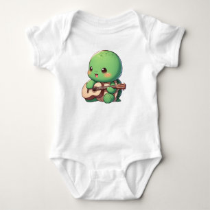 Cute Chibi Turtle Playing Guitar Baby Bodysuit