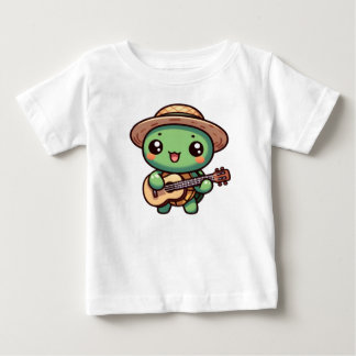 Cute Chibi Turtle Playing Guitar Baby T-Shirt