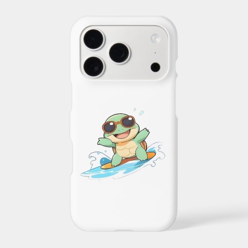 Cute Chibi Turtle Surfer Summer Beach Design iPhone 17 Pro Case