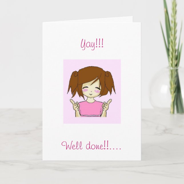 Cute chibi well done congratulations card kawaii (Front)
