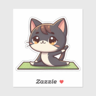 Cute Chibi Yoga Cat Sticker