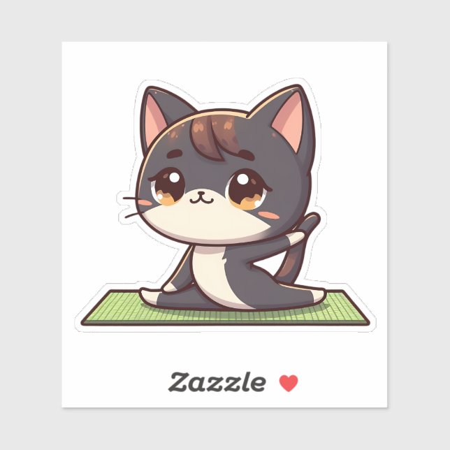 Cute Chibi Yoga Cat Sticker (Sheet)