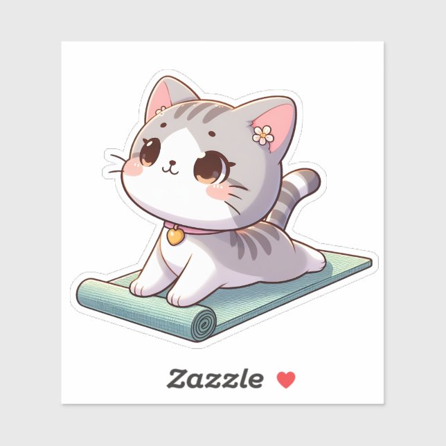 Cute Chibi Yoga Cat Sticker (Sheet)
