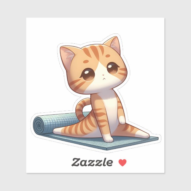 Cute Chibi Yoga Cat Sticker (Sheet)