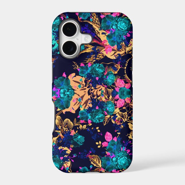 Cute chic abstract flowers background iphone case (Back)