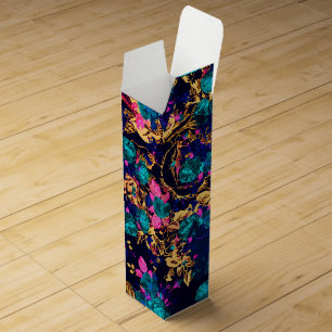 Cute chic abstract flowers background wine gift box