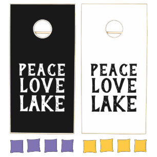 cute chic and fun PEACE - LOVE - LAKE Cornhole Set